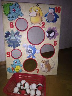 an image of a board game with pokemons on it and eggs in the basket