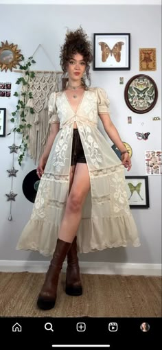 Creative Concert Outfits, Southern Witch Outfits, Outfits Inspired By Hozier, Fairycore Aesthetic Outfits Dresses, Boho Outfits Concert, Subtle Valentines Outfit, Comfy Hippy Outfits, Fun Girly Outfits, Hozier Vibes Outfit