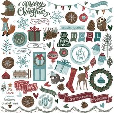 an assortment of christmas stickers on a white background