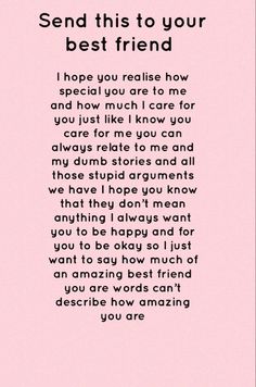 a pink background with the words send this to your best friend