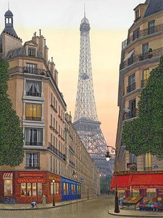 a painting of the eiffel tower in paris