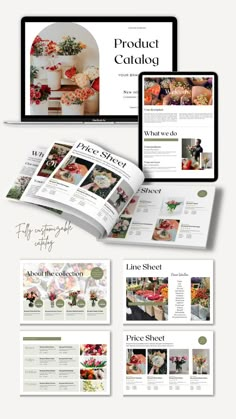 Line Sheet - Prizing Template | Product Catalog | Display & Prizing Wholesale Ebook | Pricing Sheet Canva Florist Catalogue Design, Price List Design Ideas Layout, Catalog Design Layout Products, Best Canva Templates, Flower Hijab, Marketing Digital Social Media, Free Business Logo