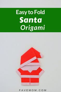 an origami santa clause made out of paper with text overlay that reads easy to fold santa origami