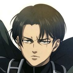 an anime character with black hair and white eyes is looking at the camera while holding his arms behind him