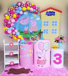 peppa pig birthday party decorations and balloons