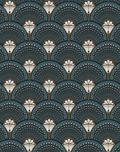 an art deco wallpaper pattern with fan shapes