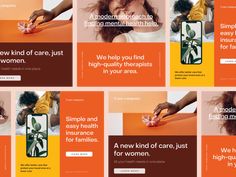 an orange and yellow website design for a women's health clinic, with multiple images