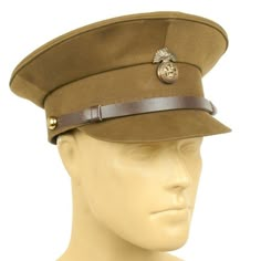 British WWI Officer Service Dress Peaked Cap [ABB8302-] Brown Military Brimmed Hat, Brown Military Visor Hat, Vintage Khaki Brimmed Hat, Vintage Brimmed Khaki Hat, Military Style Brown Flat Cap, Brown Military Flat Cap, Brown Military Style Flat Cap, Vintage Military Visor Hat, Military Style Brown Cap