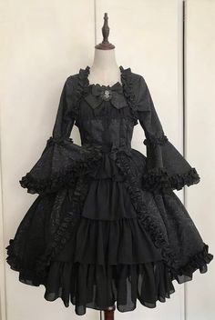 BLACK GOTHIC LOLITA DRESS - PLUS SIZE - LONG/SHORT GOTHIC LOLITA DRESS - LACE GOTHIC WEDDING DRESS - GOTHIC BALL GOWN Victorian Gothic Fashion Dresses, Goth Dress Victorian, Lolíta Dress Black, Old Victorian Clothes, Outfit Ideas Victorian, Lolíta Dress, Goth Dress Short, Dark Victorian Dress, Short Victorian Dress