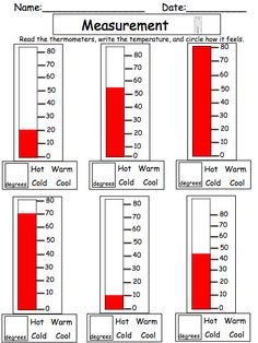 thermometer worksheet for measuring temperatures and heat in different parts of the body