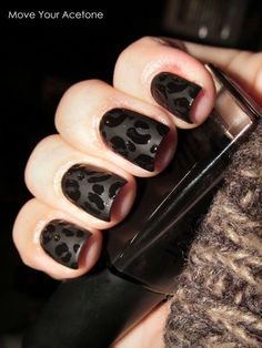 Very cool Leopard Print Nails Black, Cheetah Nail Art, Animal Print Nails Art, Matte Black Nails