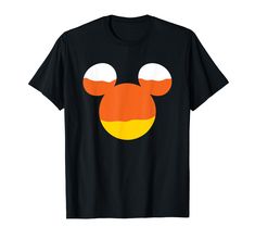 an orange and yellow mickey mouse face t - shirt with big ears on it's head