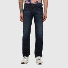 Diesel Safado 009HN Straight Fit Jeans | Dark Blue Jeans Dark Blue, Garment Labels, Straight Fit Jeans, Blue Fabric, Fit Jeans