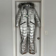 Silver Snowsuit With Detached Faux Fur Hood (Fits L) Snow Suit, Faux Fur, Pant Jumpsuit, Pants For Women, Pants, Women Shopping, Silver, Color