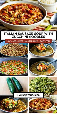 italian sausage soup with zucchini noodlees is an easy and delicious dinner