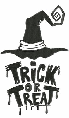 a black and white image with the words trick or treat