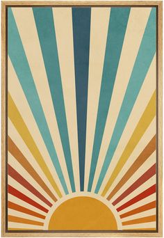 the sun is shining brightly in this retro poster