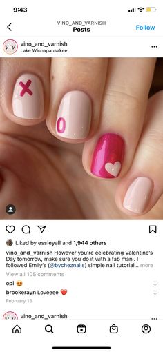 February Nails Ideas, Vday Nails, Nail Designs Valentines, Dipped Nails, Manicure Y Pedicure, Nails Short