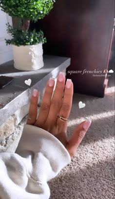 Neutral Nails Squoval, Neutral Almond Nails Classy Simple, Rush Week Nails, Classy Summer Nails Square, Nail Ideas French Tip Square, Square Nail Shape, Classy Nails Square, French Square Acrylic Nails, Square Classy Nails