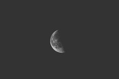 the half moon is seen in black and white