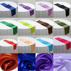 different colors of satin table runners