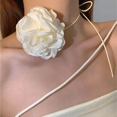 Super Cute And Stylish Ships In 5-10 Business Days Flower Choker Necklace, Formal Jewelry, Trendy Fashion Accessories, Flower Choker, Neck Accessories, Cloth Flowers, Long Necklaces, Cream Flowers, Flower Decor