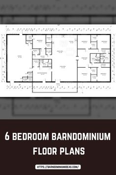 the floor plan for 6 bedroom barndominiumm floor plans with pictures on it