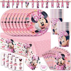 PRICES MAY VARY. Join Minnie in throwing your child a fun birthday party they will always remember! The Pink Minnie Mouse Birthday Party Supplies kit contains everything you need for easy, fast setup and takedown. This party pack includes more than just disposable dinnerware--it also has festive decorations perfect for tying the room together, and a Birthday Girl sticker for the guest of honor. Total Pieces -- This set includes enough Minnie Mouse party supplies to host a party of 16 guests: 1 t Minnie Mouse Party Supplies, Minnie Mouse Birthday Theme, Minnie Mouse Party Decorations, Minnie Mouse Theme Party, Minnie Mouse Birthday Decorations, Minnie Mouse 1st Birthday, Minnie Birthday Party, Pink Minnie, Fun Birthday Party