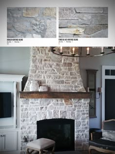 an old fireplace has been painted white and is being used as a mantle for the tv