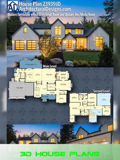 House design floor plans 2 Story 5 Bedroom House Plans Open Floor, House Plans 2 Story 5 Bedrooms, 6 Bedroom House Plans 2 Story, Farmhouse Layout Floor Plans, Basketball House, Garage Expansion, House Plans 2 Story, Modern Farmhouse Floorplan