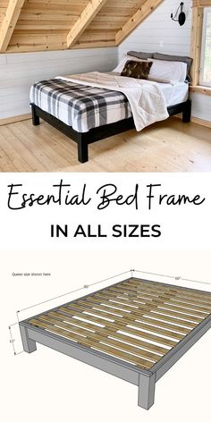 the bed frame is in all sizes and measurements