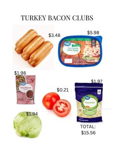 an image of some food items that are on sale for $ 3 98 or more