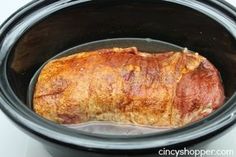 a piece of meat is in the slow cooker