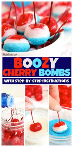 Summer is into high gear and today we're making some fun and festive Boozy Cherry Bombs! These delicious grown-up treats are perfect for parties, offering a sweet and "spirited" twist that everyone will love! Champagne Cake Pops, Blue Sprinkles, Whipped Cream Vodka, Oreo Pudding, White Almond Bark, White Chocolate Bark, Mint Oreo, Blue Desserts, Melting White Chocolate