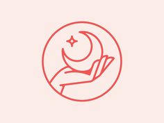 a hand holding a star and crescent in a circle on a pink background with the words,