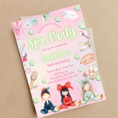 a birthday card for a spa party