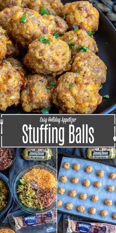 this is an easy holiday appetizer stuffing balls recipe that you can make in minutes