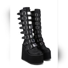 New In Box Only Tried On - Never Worn Classic Goth Baddie Stompers Dolls Kill Platform Boots Gothis Boots, Platform Shoes Boots Goth, Black Ghotic Boots, Goth Boots Tragic Beautiful, Womens Boots Goth, Demoina Boots, Demonia Boots Tragic Beautiful, Demonia Wedge Boots, Demonia Shoes Short