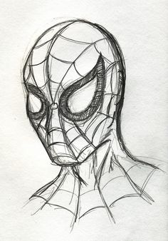 a drawing of a spider man's face