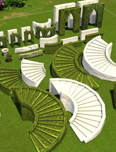 an artistic rendering of a spiral staircase in the grass