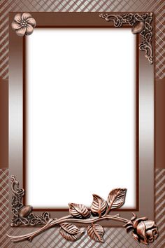 an ornate frame with flowers and leaves on the edges, is shown in brown tones