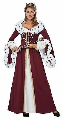 Disney Royal Storybook Queen Medieval Renaissance Adult Costume  | eBay King And Queen Costume, Long Burgundy Dress, Coronation Party, Burgundy Gown, California Costumes, Dress Sketch, Book Week Costume, Queen Outfit, Black Halloween Dress