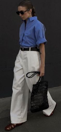 August Outfits, Brittany Bathgate, Camisa Social, Looks Street Style, Instagram Outfits, Fashion People, 가을 패션, White Pants