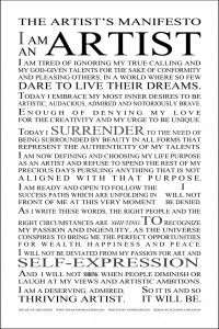 the artist's manesteo i am artist poster with words in black and white