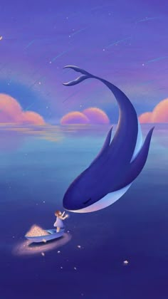 Whale Wallpapers, Heaven Illustration, Whale Nursery Art, Book Cover Background, Art Zine, Whale Art, Anime Sisters, Fish Wallpaper, Art Children