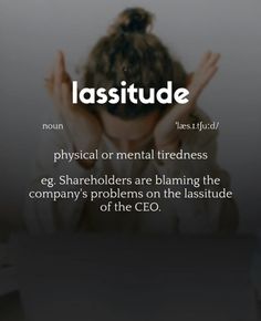 a woman sitting at a desk with her hands on her head and the words lasstude above her