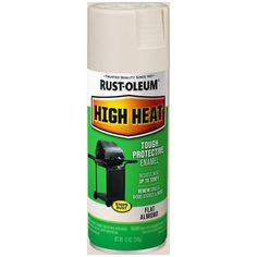 a spray can of high heat insect repellent on a white background with the words rust - to - leum above it