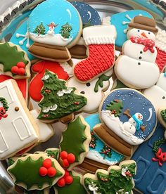 christmas cookies decorated with frosting and decorations