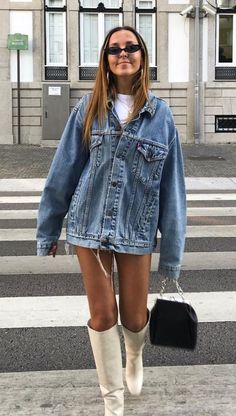 Jean Skirt With Boots Outfit, Jean Skirt And Jean Jacket Outfit, Denim Jacket Cowboy Boots, Casual Day Outfits Fall, Jack Johnson Concert Outfit, Button Down Going Out Outfit, Jacksonville Florida Outfits, Winter Nice Dinner Outfit, Spring Church Outfits Jeans