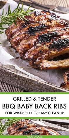 grilled and tender bbq baby back ribs with herbs